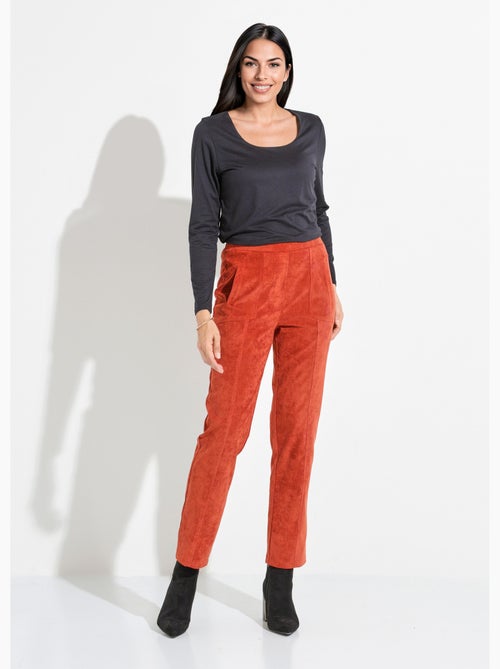 Pantalon droit taille élastiquée velours milleraies - Afibel - Kiabi