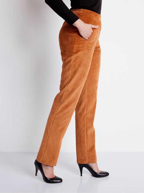 Pantalon droit taille élastiquée velours milleraies - Afibel - Kiabi