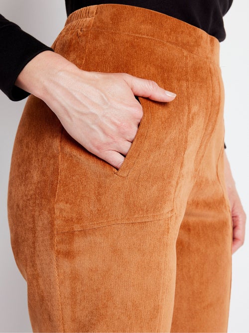 Pantalon droit taille élastiquée velours milleraies - Afibel - Kiabi