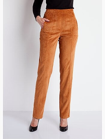 Pantalon droit taille élastiquée velours milleraies - Afibel