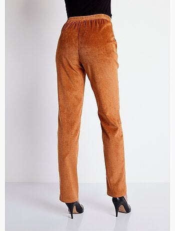 Pantalon droit taille élastiquée velours milleraies - Afibel
