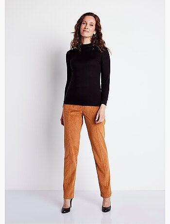 Pantalon droit taille élastiquée velours milleraies - Afibel