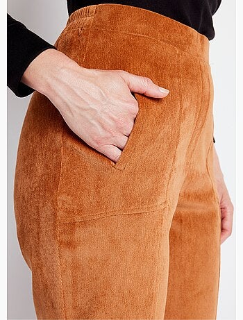 Pantalon droit taille élastiquée velours milleraies - Afibel