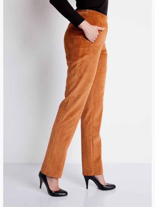 Pantalon droit taille élastiquée velours milleraies - Afibel - Kiabi