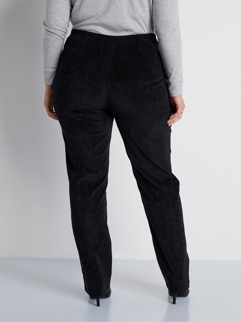 Pantalon droit taille élastiquée velours milleraies - Afibel Noir - Kiabi