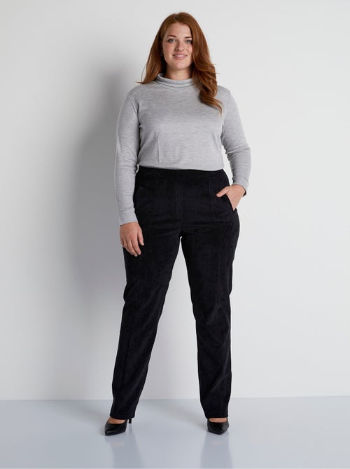 Pantalon droit taille élastiquée velours milleraies - Afibel - Kiabi