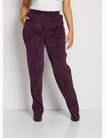 Pantalon droit taille élastiquée velours milleraies - Afibel
