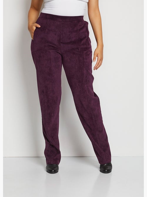 Pantalon droit taille élastiquée velours milleraies - Afibel - Kiabi