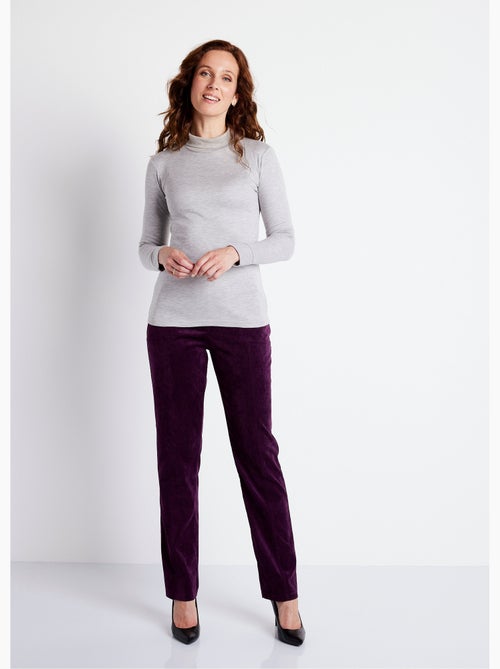 Pantalon droit taille élastiquée velours milleraies - Afibel - Kiabi