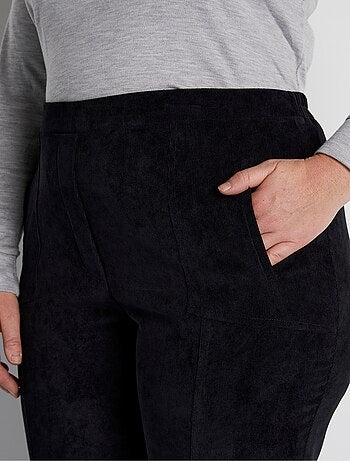 Pantalon droit taille élastiquée velours milleraies
