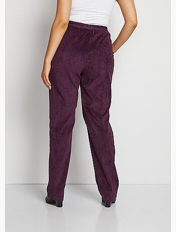 Pantalon droit taille élastiquée velours milleraies