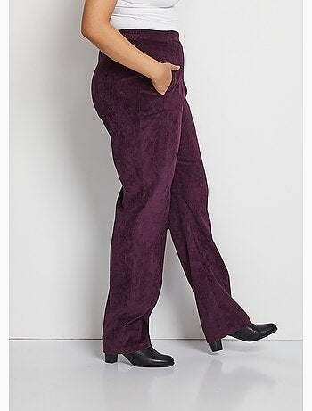 Pantalon droit taille élastiquée velours milleraies