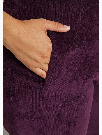 Pantalon droit taille élastiquée velours milleraies