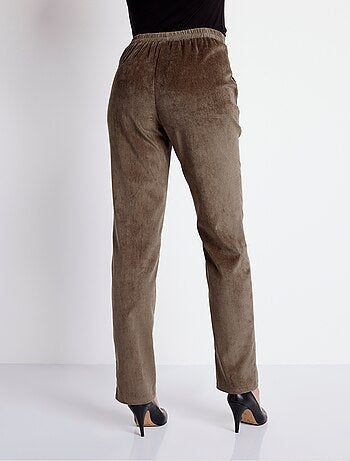 Pantalon droit taille élastiquée velours milleraies