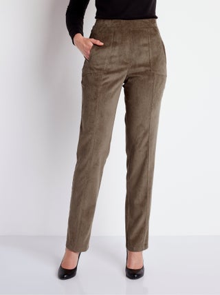Pantalon droit taille élastiquée velours milleraies
