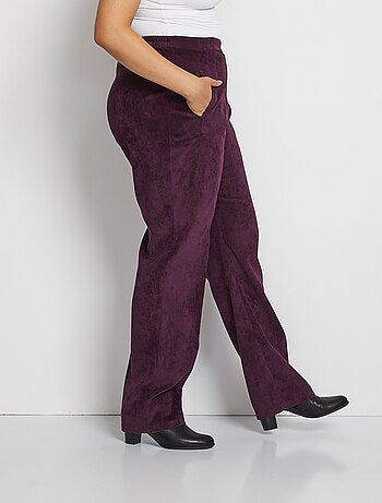 Pantalon droit taille élastiquée velours milleraies