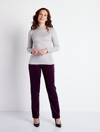 Pantalon droit taille élastiquée velours milleraies