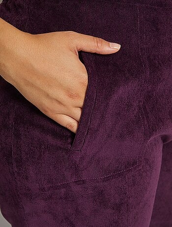 Pantalon droit taille élastiquée velours milleraies