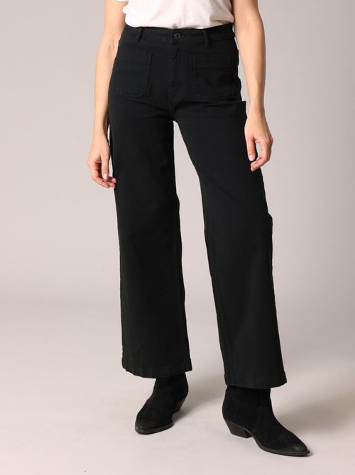 Pantalon droit taille haute à poches plaquées femme. 'Deeluxe' - Kiabi