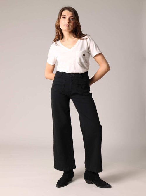 Pantalon droit taille haute à poches plaquées femme 'Deeluxe' - Kiabi