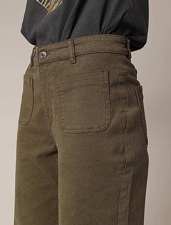 Pantalon droit taille haute à poches plaquées femme. 'Deeluxe'