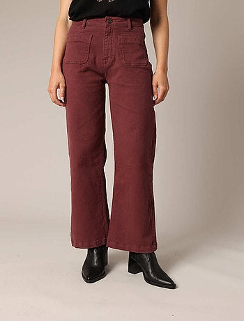 Pantalon droit taille haute à poches plaquées femme. 'Deeluxe'
