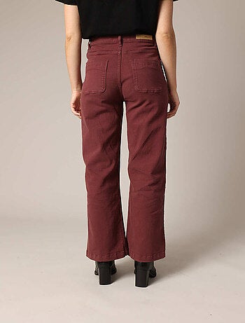 Pantalon droit taille haute à poches plaquées femme. 'Deeluxe'