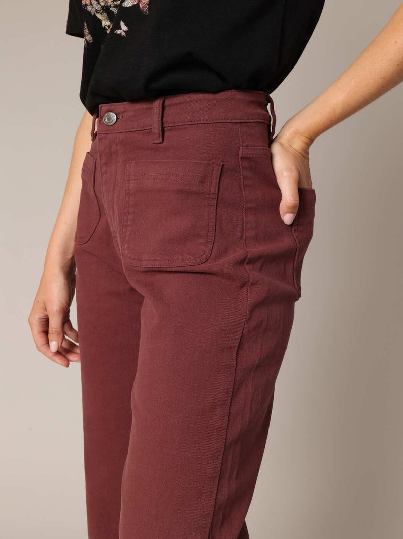 Pantalon droit taille haute à poches plaquées femme 'Deeluxe' Violet - Kiabi