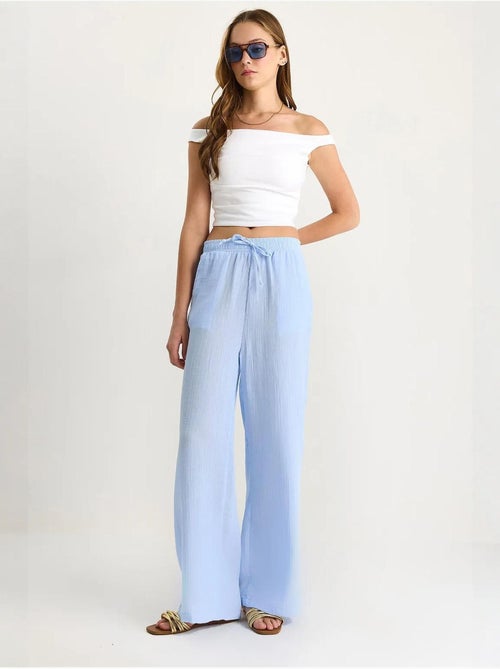 Pantalon droit taille haute avec cordon de serrage à la taille lucci - Kiabi Pantalon droit taille haute avec cordon de serrage à la taille lucci - Kiabi