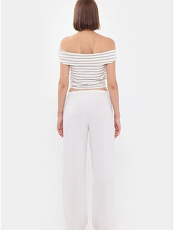 Pantalon droit taille haute avec cordon de serrage