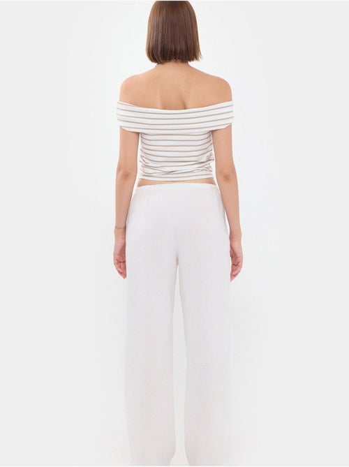 Pantalon droit taille haute avec cordon de serrage - Kiabi