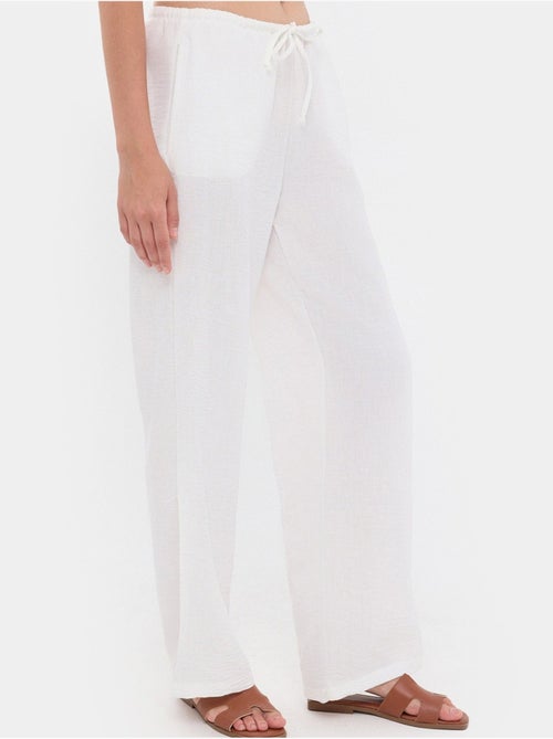 Pantalon droit taille haute avec cordon de serrage - Kiabi