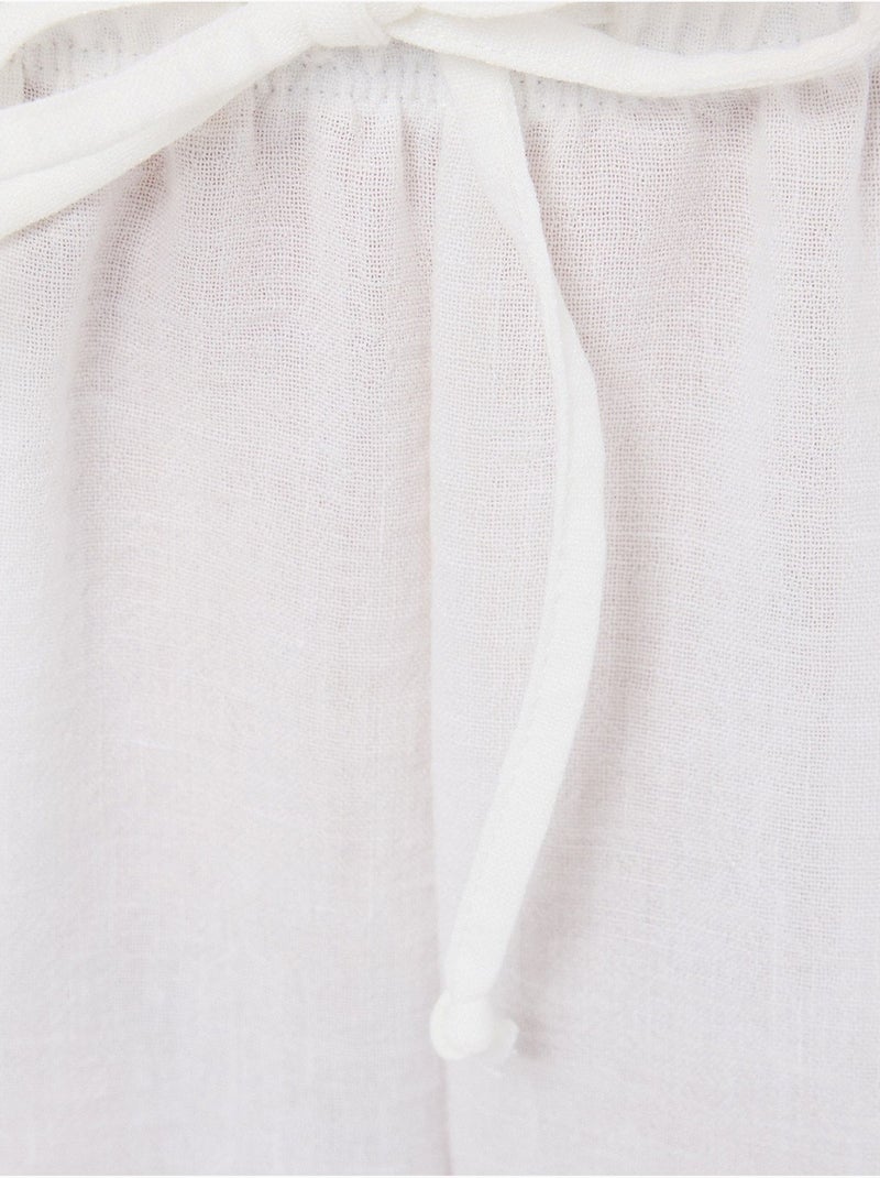 Pantalon droit taille haute avec cordon de serrage Ecru - Kiabi