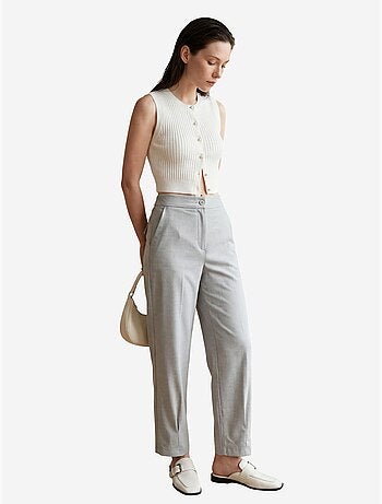 Pantalon droit taille haute avec poches my fashion