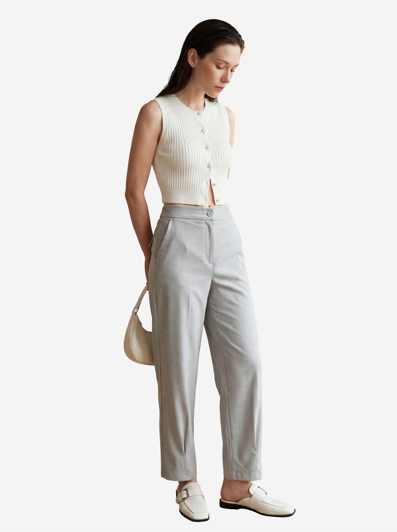Pantalon droit taille haute avec poches my fashion Gris - Kiabi