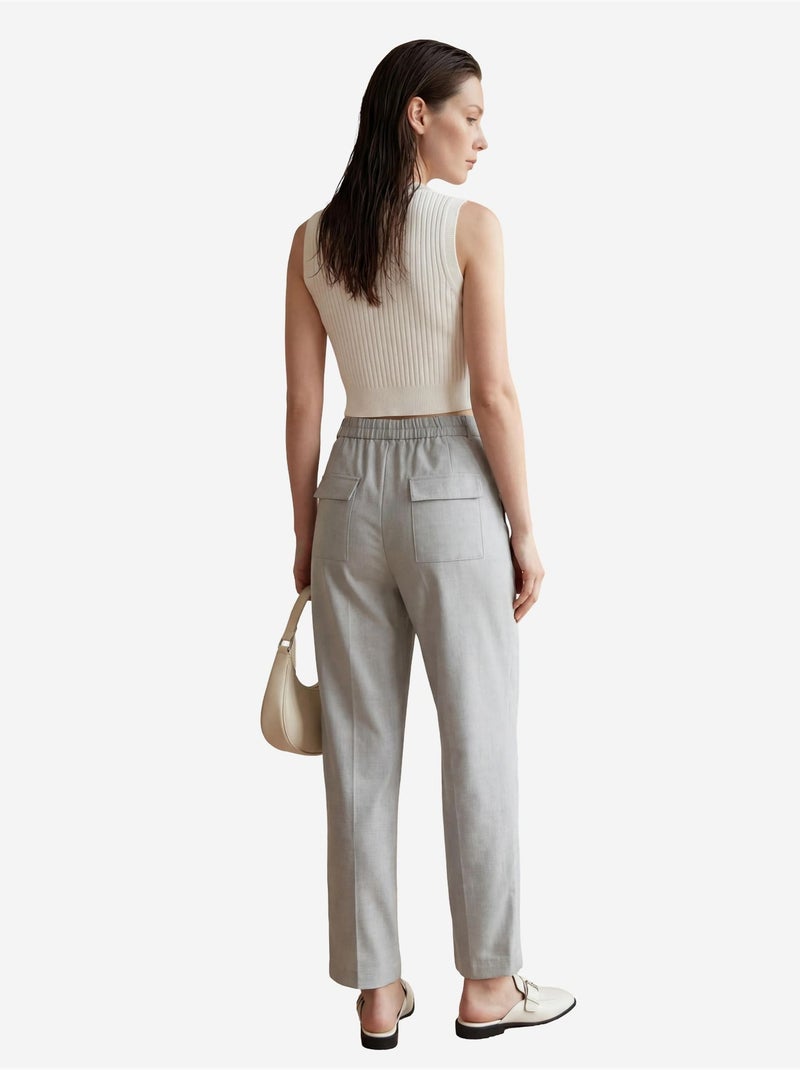 Pantalon droit taille haute avec poches my fashion Gris - Kiabi