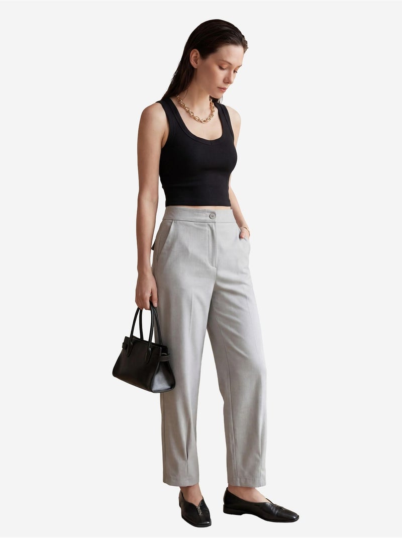 Pantalon droit taille haute avec poches my fashion Gris - Kiabi