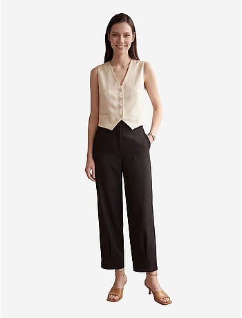 Pantalon droit taille haute avec poches my fashion