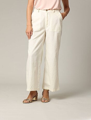 Pantalon droit taille haute avec poches plaquées 'Deeluxe'