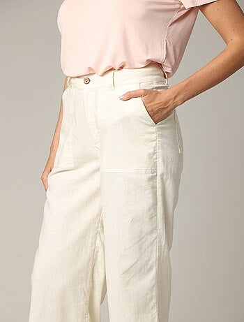 Pantalon droit taille haute avec poches plaquées 'Deeluxe'