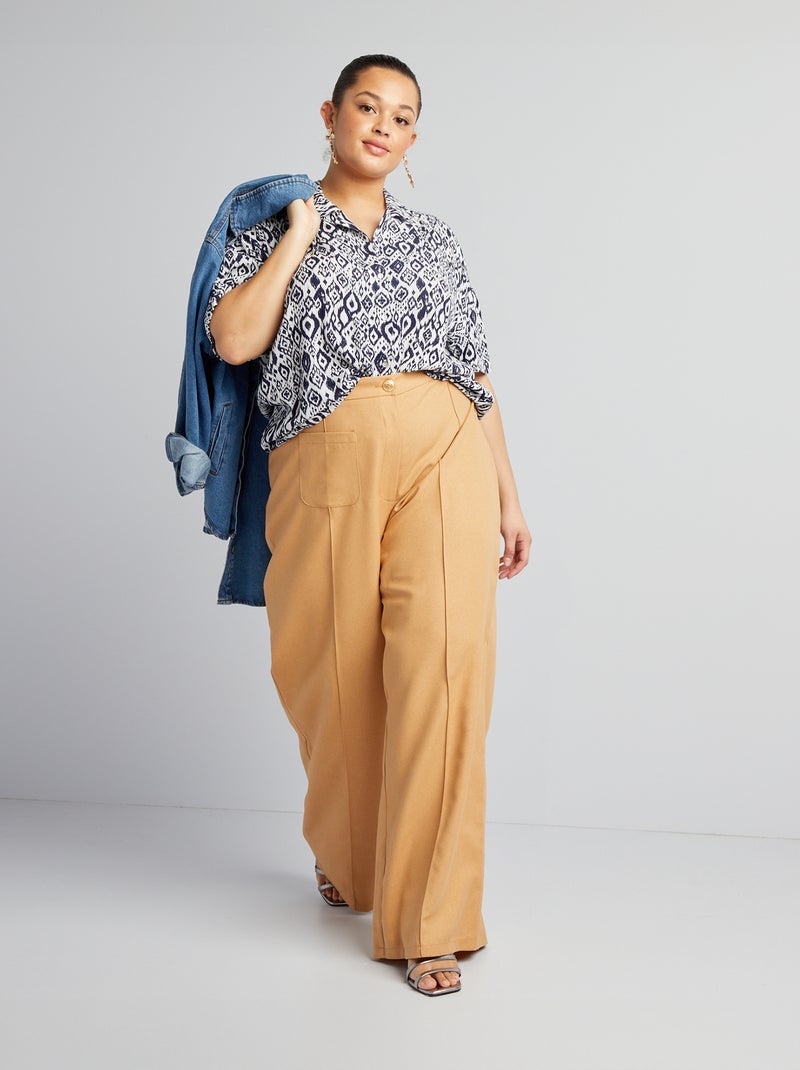 Pantalon droit taille haute Beige - Kiabi
