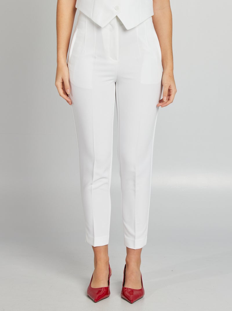 Pantalon droit taille haute blanc - Kiabi