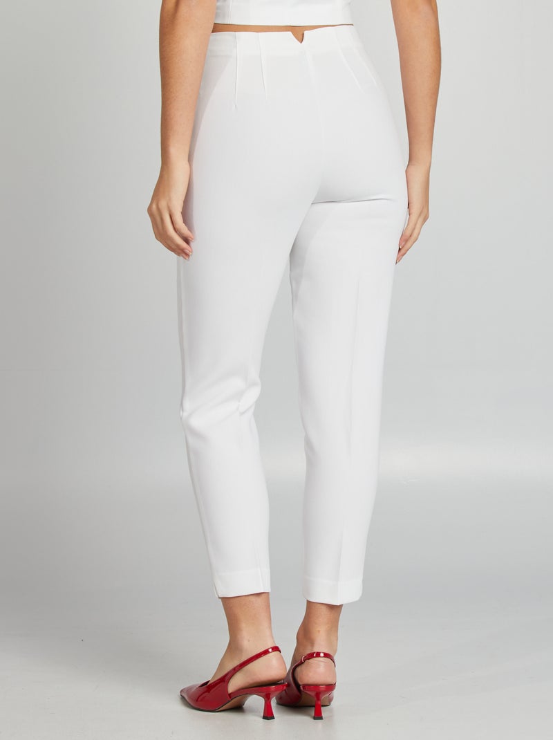 Pantalon droit taille haute blanc - Kiabi