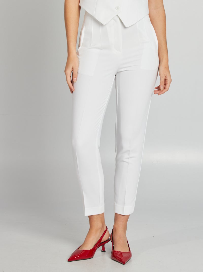 Pantalon droit taille haute blanc - Kiabi