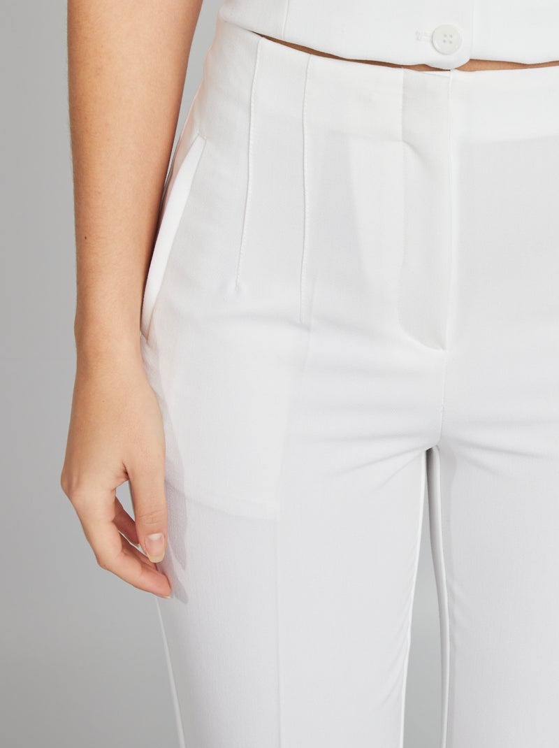 Pantalon droit taille haute blanc - Kiabi