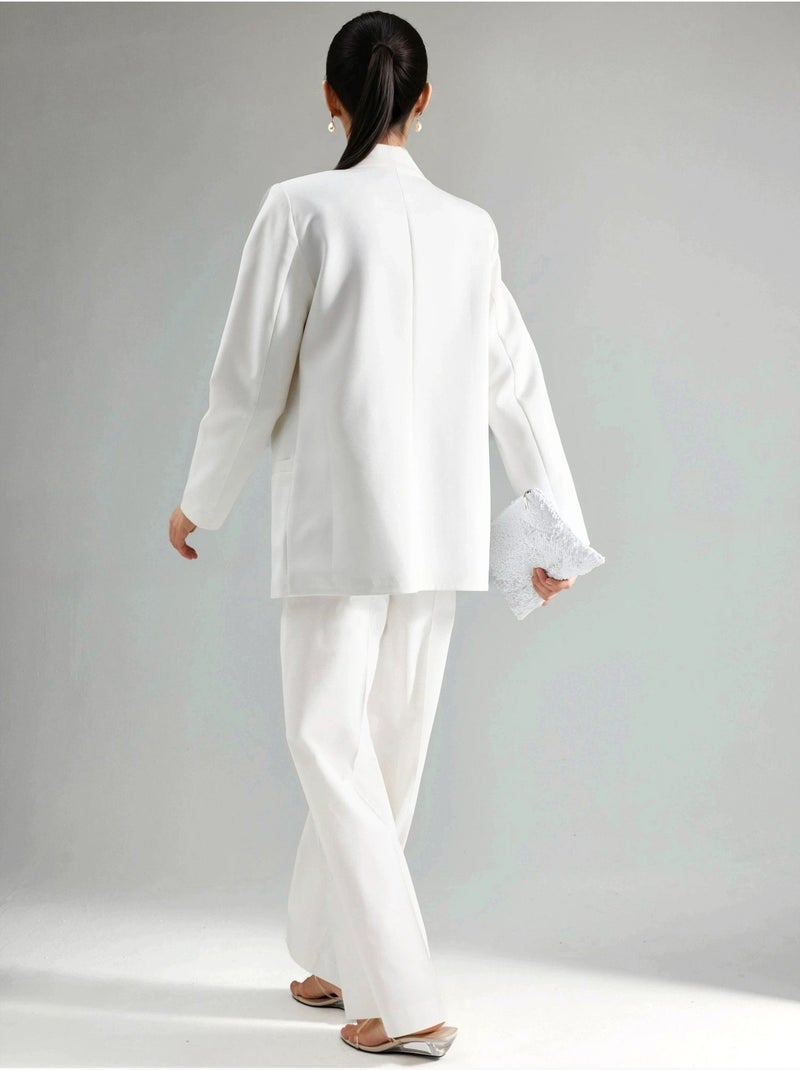Pantalon droit taille haute Blanc cassé - Kiabi