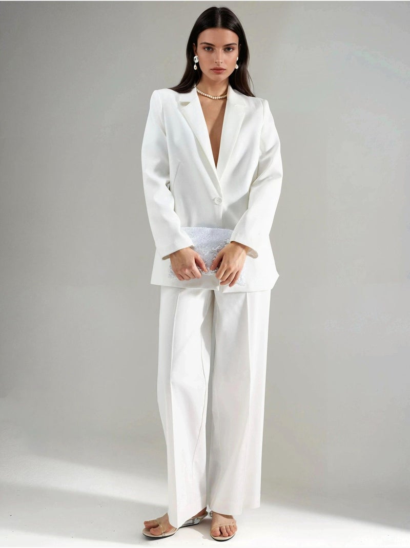 Pantalon droit taille haute Blanc cassé - Kiabi