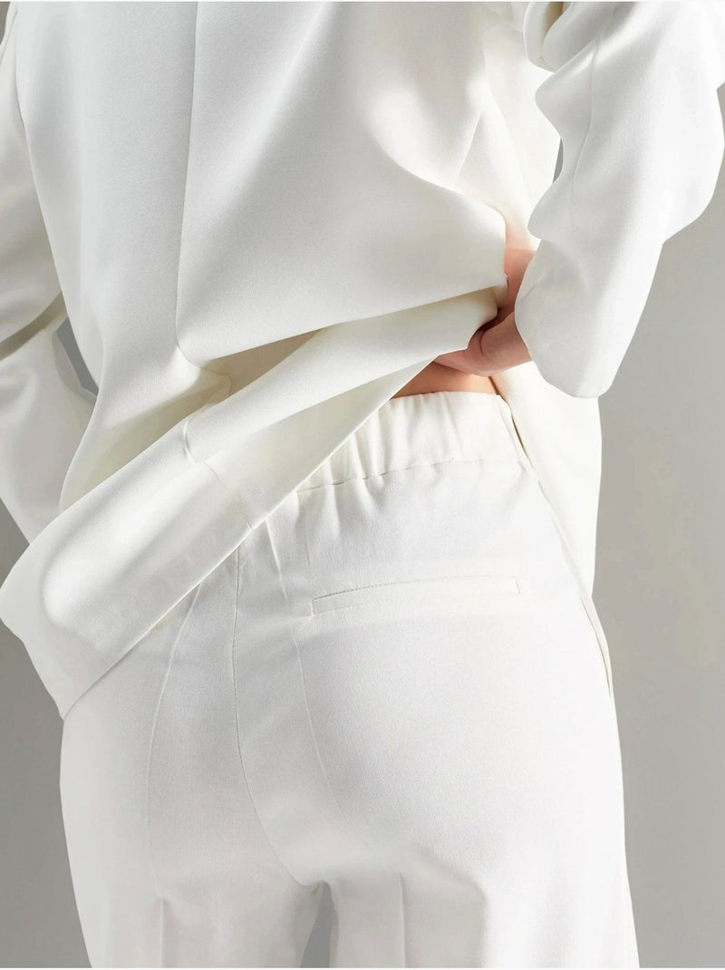 Pantalon droit taille haute Blanc cassé - Kiabi