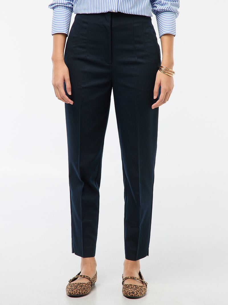 Pantalon droit taille haute Bleu - Kiabi