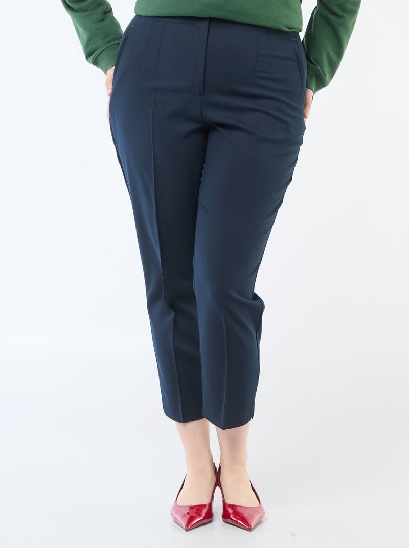 Pantalon droit taille haute Bleu - Kiabi